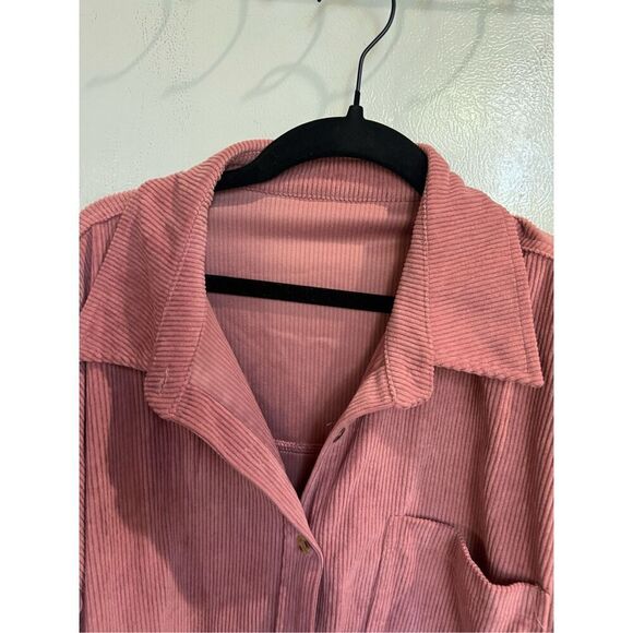 Mauve Pink Button Up Shacket Woman’s Size Large 100% Polyester - Picture 5 of 11